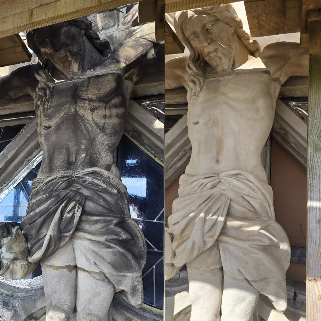 laserowe czyszczenie pomnika rzeszów przed i po